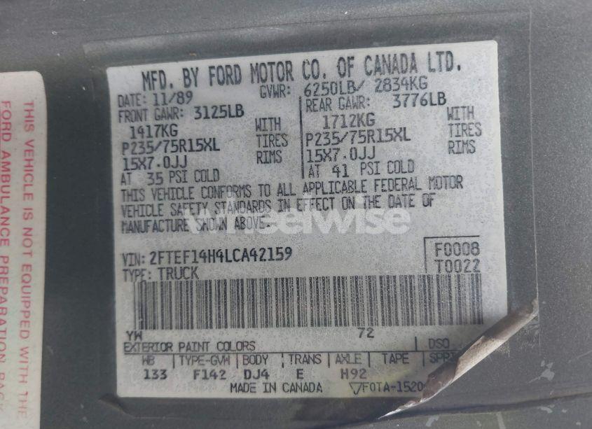 Photo 9 of 1990 Ford F150 N/A (VIN 2FTEF14H4LCA42159)