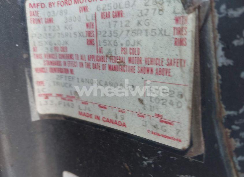 Photo 9 of 1989 Ford F150 (VIN 2FTEF14N0KCA90438)