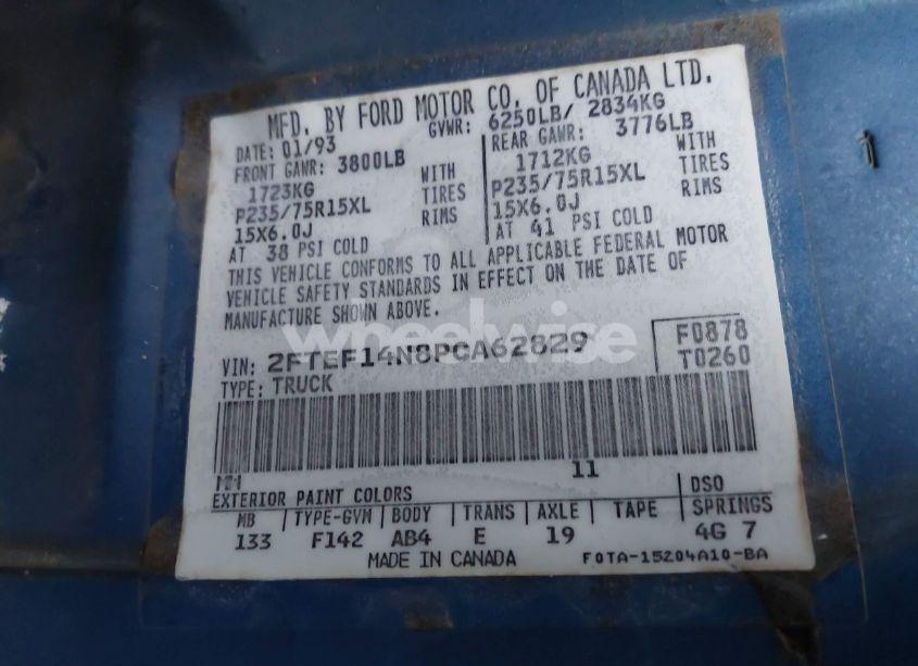 Photo 9 of 1993 Ford F150 N/A (VIN 2FTEF14N8PCA62829)