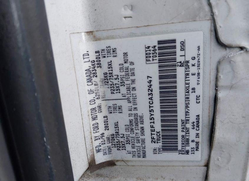 Photo 9 of 1996 Ford F150 (VIN 2FTEF15Y5TCA32447)