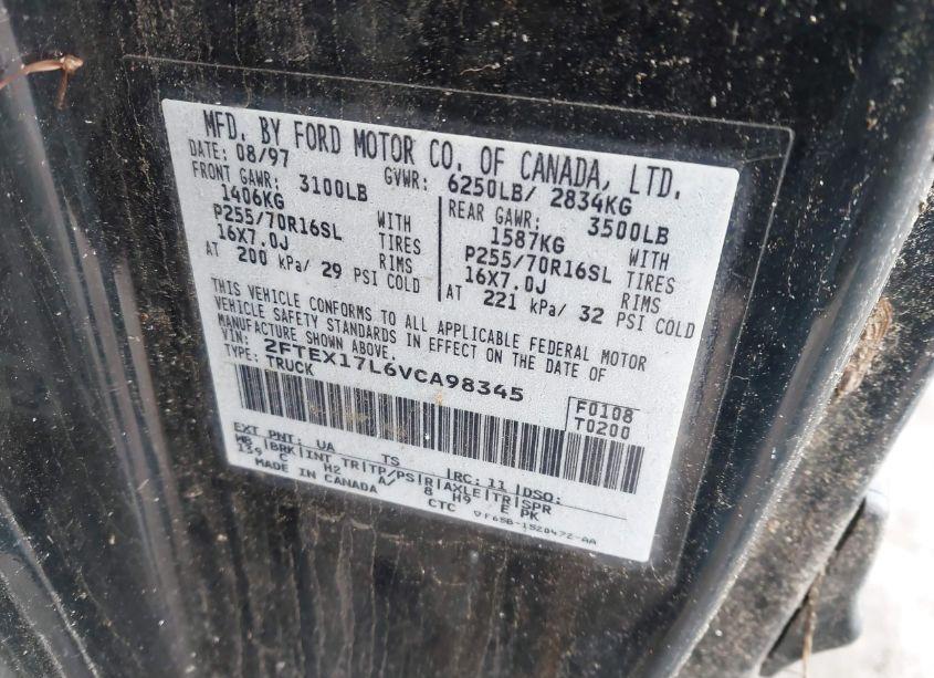 Photo 9 of 1997 Ford F-150 LARIAT/XL/XLT (VIN 2FTEX17L6VCA98345)