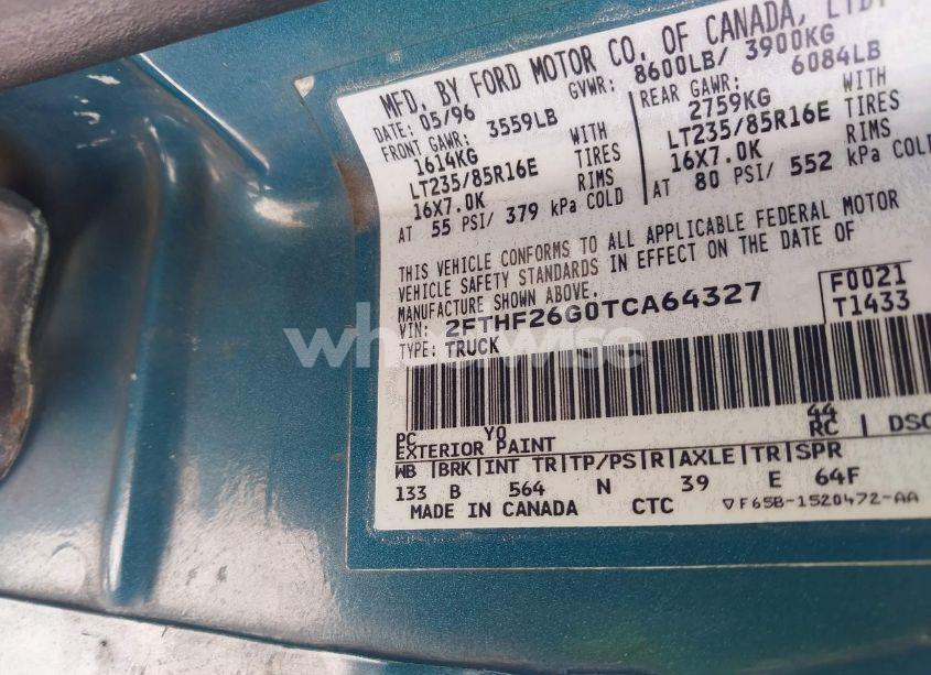 Photo 9 of 1996 Ford F250 N/A (VIN 2FTHF26G0TCA64327)