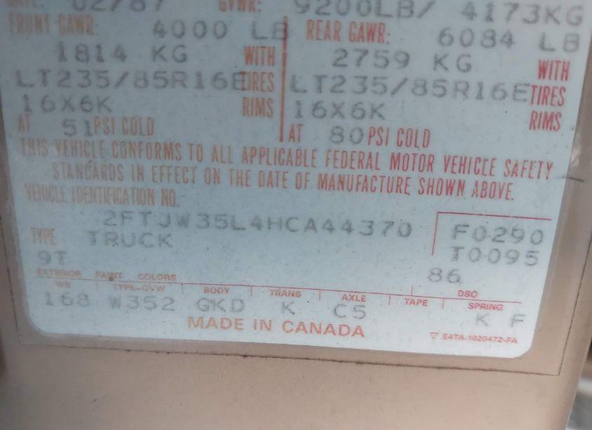 Photo 8 of 1987 Ford F350 (VIN 2FTJW35L4HCA44370)