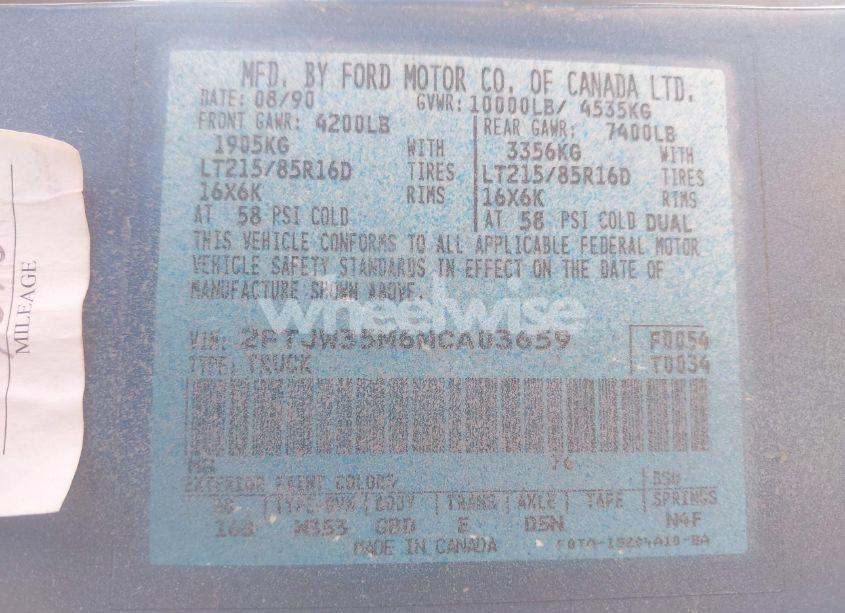 Photo 9 of 1991 Ford F350 N/A (VIN 2FTJW35M6MCA03659)