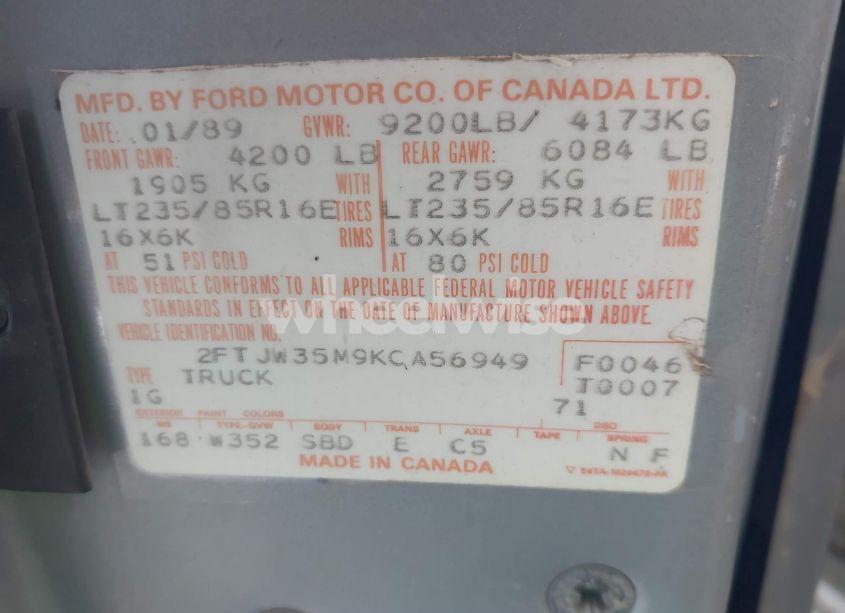 Photo 9 of 1989 Ford F350 N/A (VIN 2FTJW35M9KCA56949)