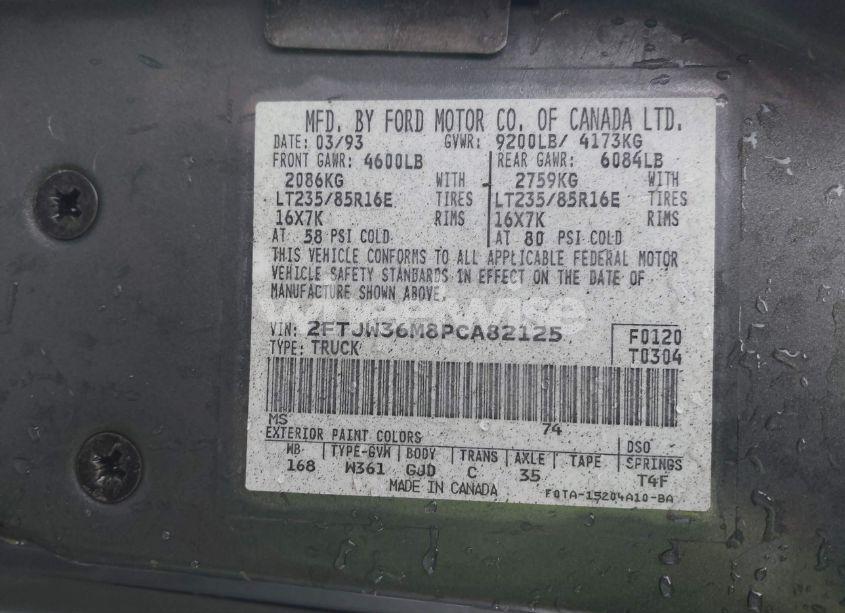 Photo 9 of 1993 Ford F350 N/A (VIN 2FTJW36M8PCA82125)