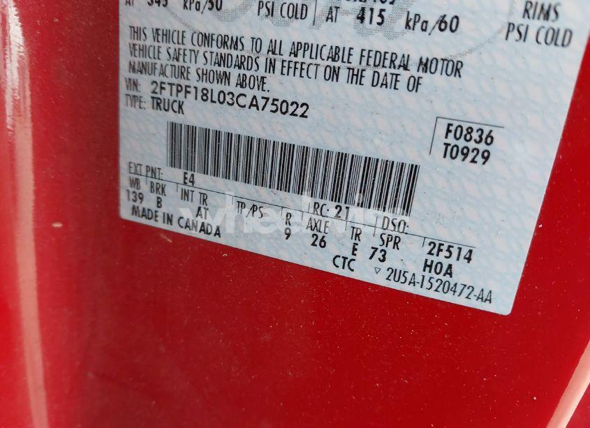 Photo 9 of 2003 Ford F-150 (VIN 2FTPF18LD3CA75022)