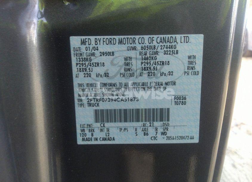 Photo 9 of 2004 Ford F-150 HERITAGE LIGHTNING (VIN 2FTRF07394CA51873)