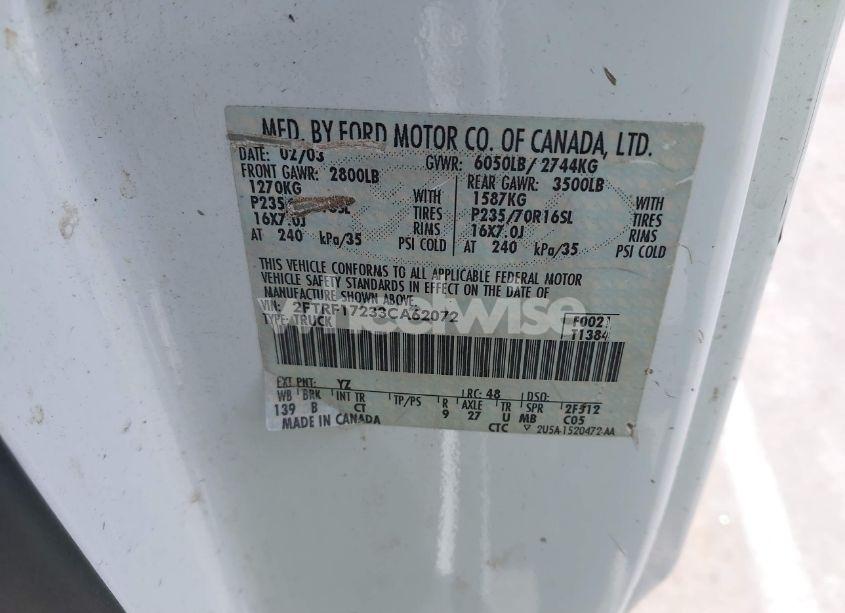 Photo 9 of 2003 Ford F-150 XL/XLT (VIN 2FTRF17233CA62072)