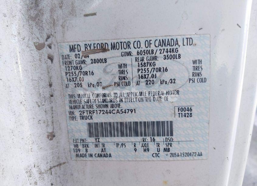 Photo 8 of 2004 Ford F-150 HERITAGE XL/XLT (VIN 2FTRF17244CA54791)