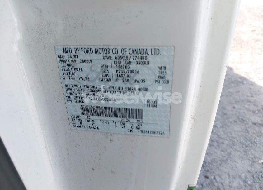 Photo 9 of 2004 Ford F-150 HERITAGE XL/XLT (VIN 2FTRF17284CA02838)