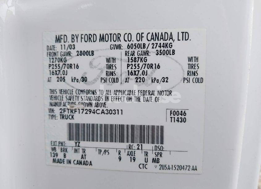 Photo 9 of 2004 Ford F-150 HERITAGE XL/XLT (VIN 2FTRF17294CA30311)