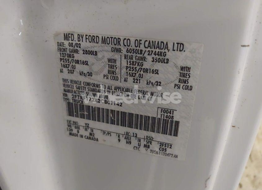 Photo 9 of 2002 Ford F-150 XL/XLT (VIN 2FTRF172X2CB01142)