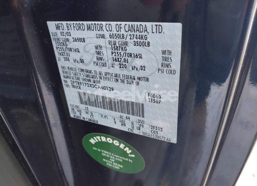 Photo 9 of 2003 Ford F-150 XL/XLT (VIN 2FTRF172X3CA60139)