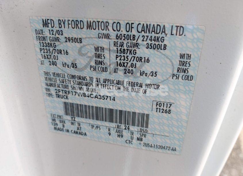 Photo 9 of 2004 Ford F-150 HERITAGE XL/XLT (VIN 2FTRF17W84CA35714)