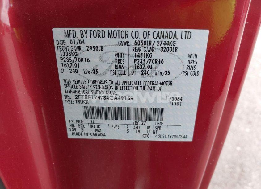 Photo 9 of 2004 Ford F-150 HERITAGE XL/XLT (VIN 2FTRF17W84CA49158)