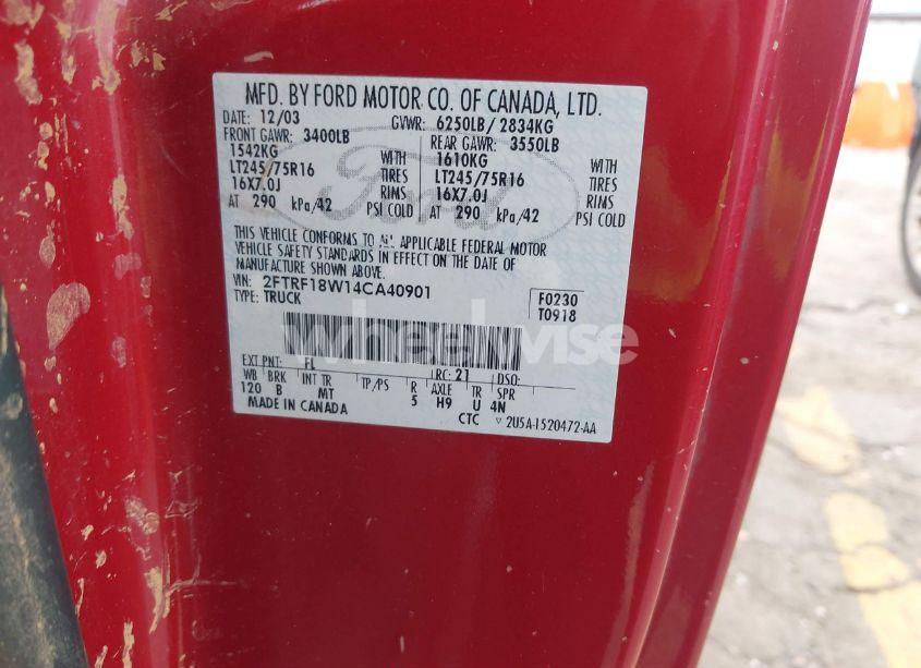 Photo 9 of 2004 Ford F-150 HERITAGE XL/XLT (VIN 2FTRF18W14CA40901)