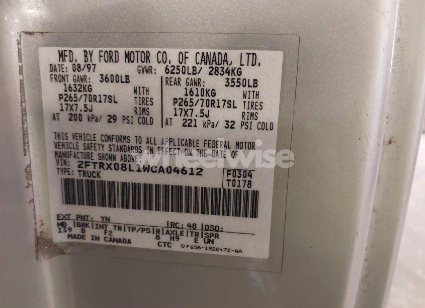 Photo 9 of 1998 Ford F-150 LARIAT/XL/XLT (VIN 2FTRX08L1WCA04612)