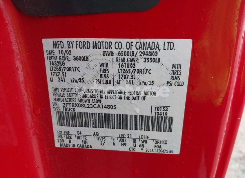 Photo 9 of 2003 Ford F-150 LARIAT/XL/XLT (VIN 2FTRX08L23CA14805)