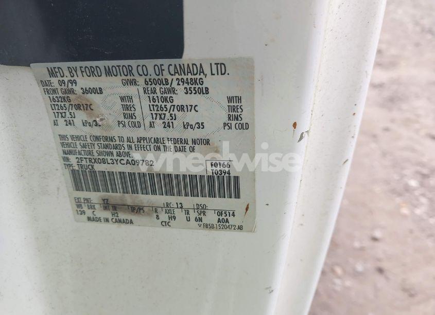 Photo 9 of 2000 Ford F-150 LARIAT/XL/XLT (VIN 2FTRX08L3YCA09782)