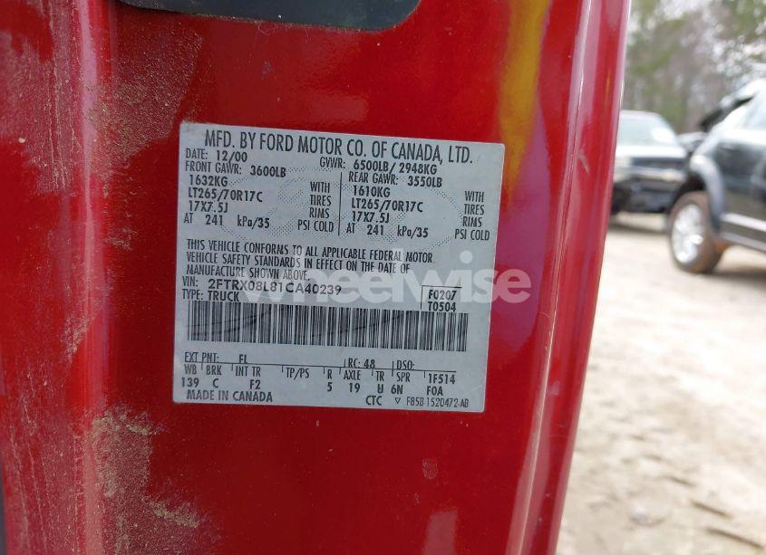 Photo 9 of 2001 Ford F-150 LARIAT/XL/XLT (VIN 2FTRX08L81CA40239)