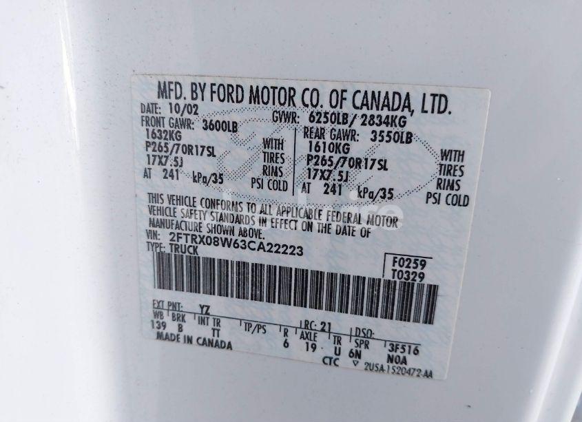 Photo 9 of 2003 Ford F-150 LARIAT/XL/XLT (VIN 2FTRX08W63CA22223)