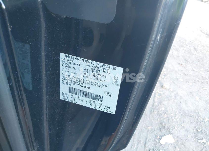 Photo 9 of 2003 Ford F-150 LARIAT/XL/XLT (VIN 2FTRX08W73CA58518)