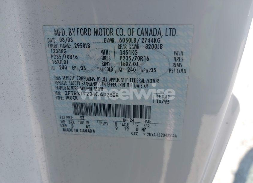 Photo 9 of 2004 Ford F-150 HERITAGE XL/XLT (VIN 2FTRX17234CA02808)