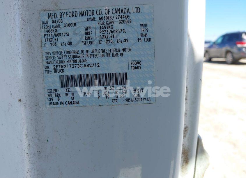 Photo 9 of 2003 Ford F-150 XL/XLT (VIN 2FTRX17273CA82712)