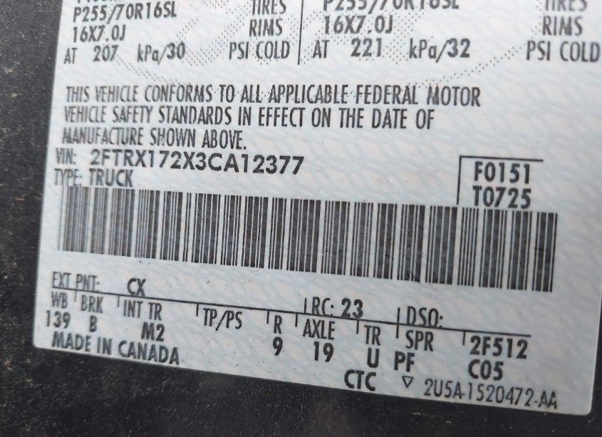 Photo 9 of 2003 Ford F-150 XL/XLT (VIN 2FTRX172X3CA12377)