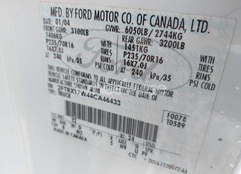 Photo 9 of 2004 Ford F-150 HERITAGE XL/XLT (VIN 2FTRX17W44CA46433)