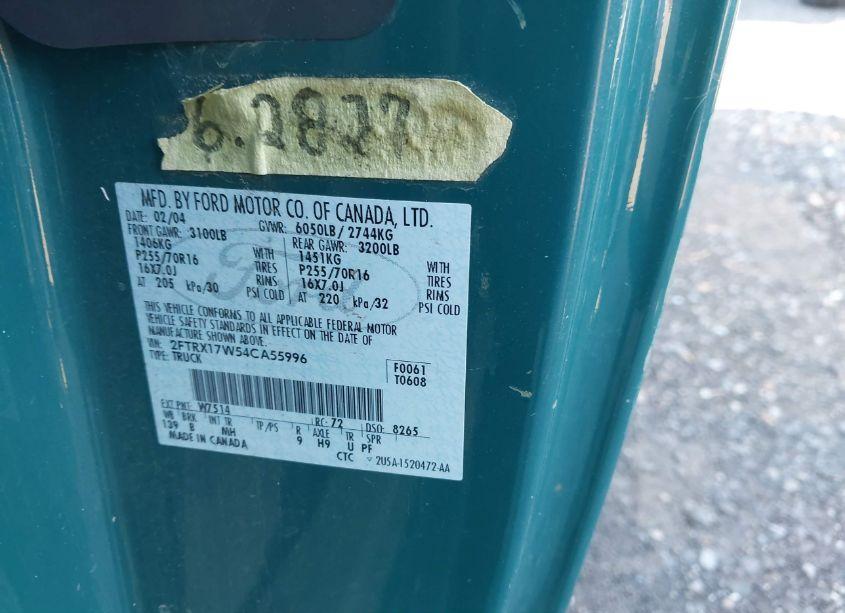 Photo 9 of 2004 Ford F-150 HERITAGE XL/XLT (VIN 2FTRX17W54CA55996)
