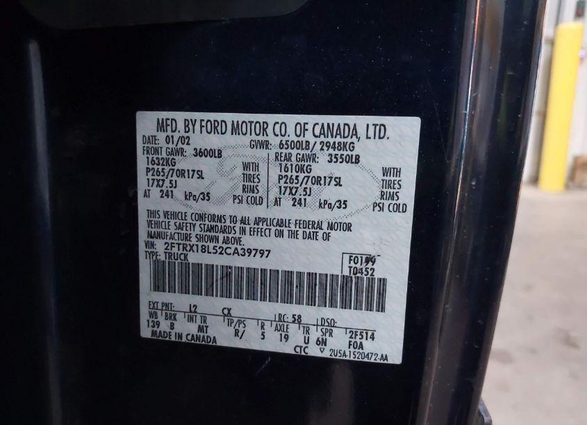 Photo 9 of 2002 Ford F-150 LARIAT/XL/XLT (VIN 2FTRX18L52CA39797)