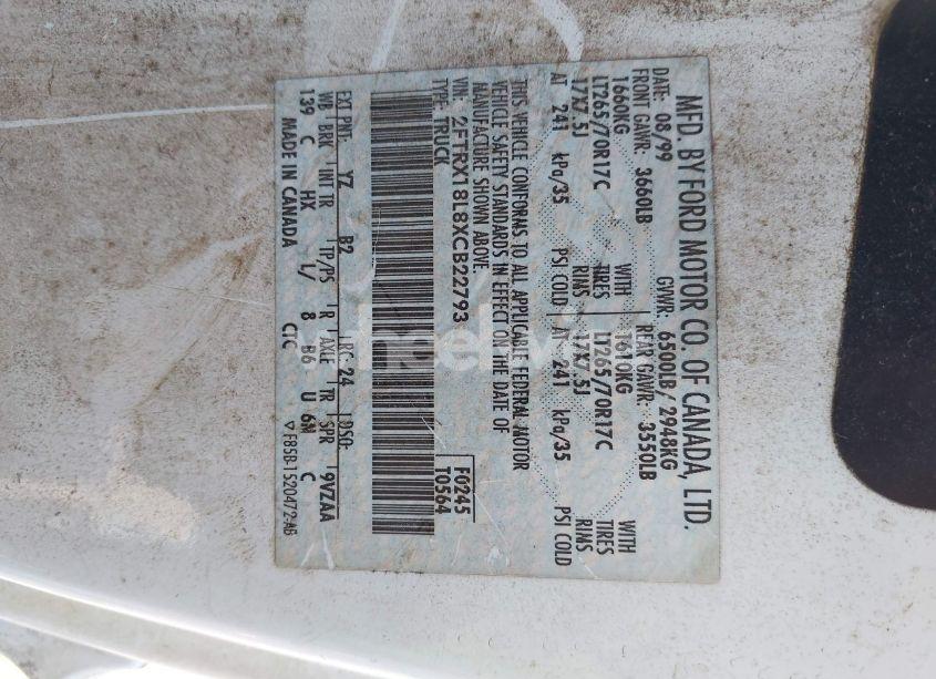 Photo 9 of 1999 Ford F-150 LARIAT/XL/XLT (VIN 2FTRX18L8XCB22793)