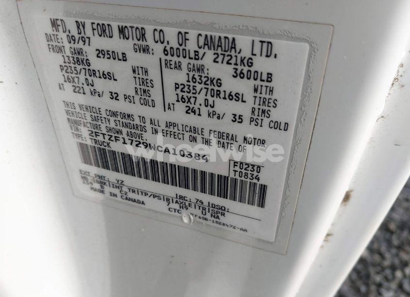 Photo 9 of 1998 Ford F-150 STANDARD/XL/XLT (VIN 2FTZF1729WCA10384)