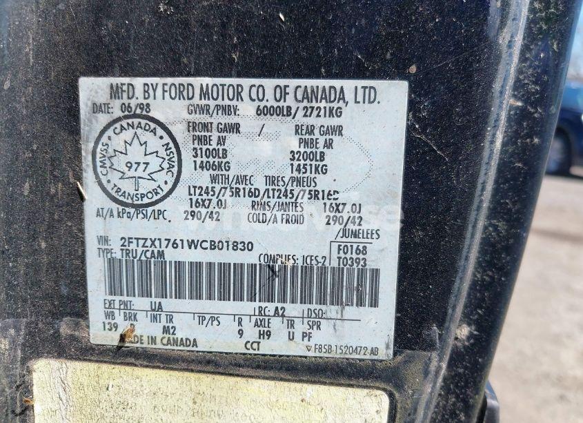 Photo 9 of 1998 Ford F-150 LARIAT/STANDARD/XL/XLT (VIN 2FTZX1761WCB01830)