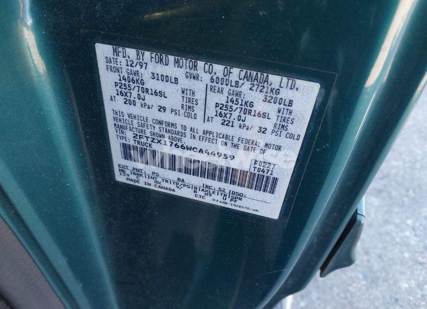 Photo 9 of 1998 Ford F-150 LARIAT/STANDARD/XL/XLT (VIN 2FTZX1766WCA44959)