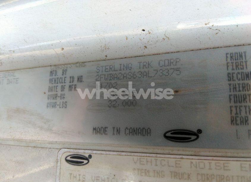 Photo 8 of 2003 Sterling Truck A 9500 (VIN 2FWBA2AS63AL73375)