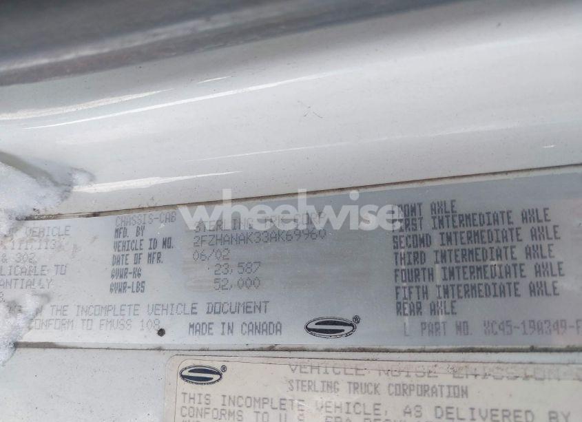 Photo 8 of 2003 Sterling Truck M 8500 (VIN 2FZHANAK33AK69960)