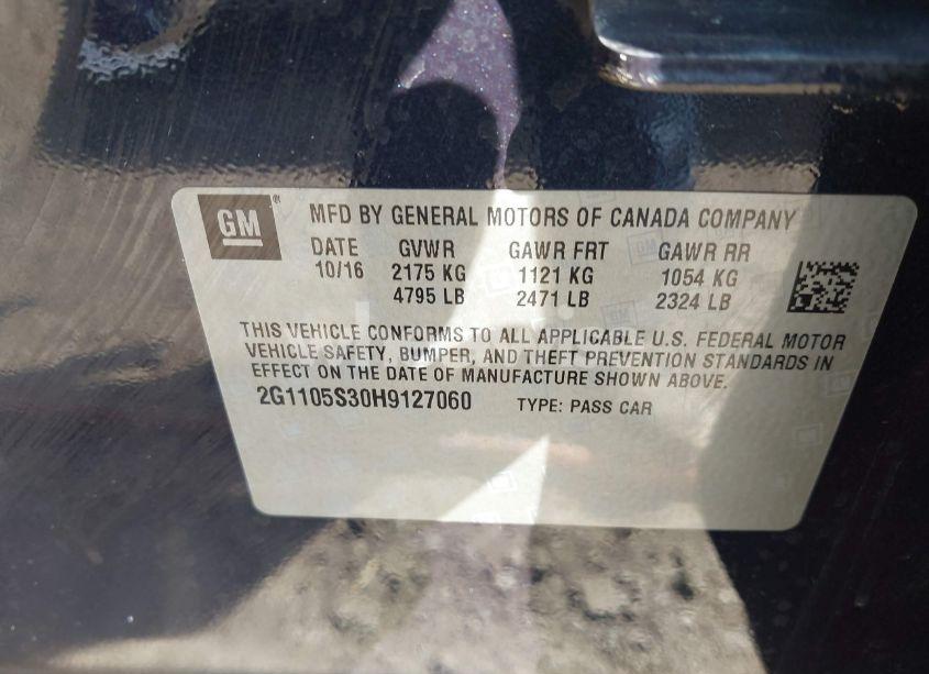 Photo 9 of 2017 Chevrolet Impala 1LT (VIN 2G1105S30H9127060)