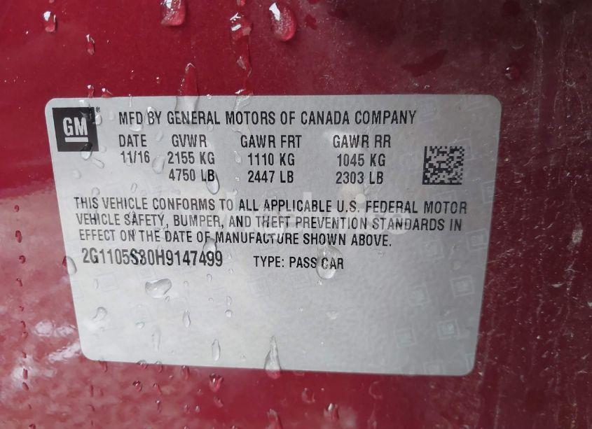 Photo 9 of 2017 Chevrolet Impala 1LT (VIN 2G1105S30H9147499)