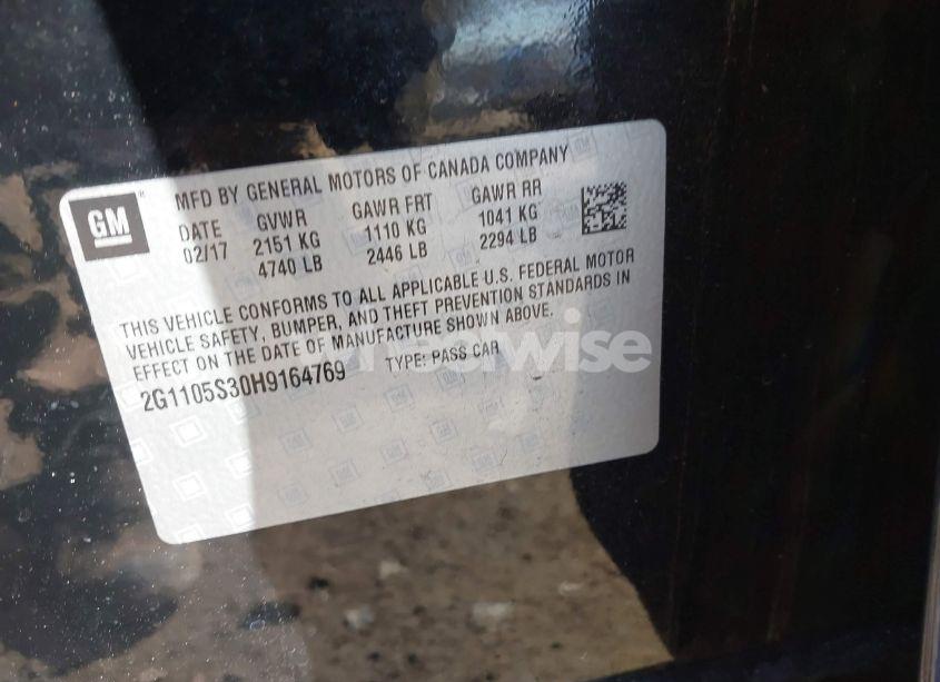 Photo 9 of 2017 Chevrolet Impala 1LT (VIN 2G1105S30H9164769)