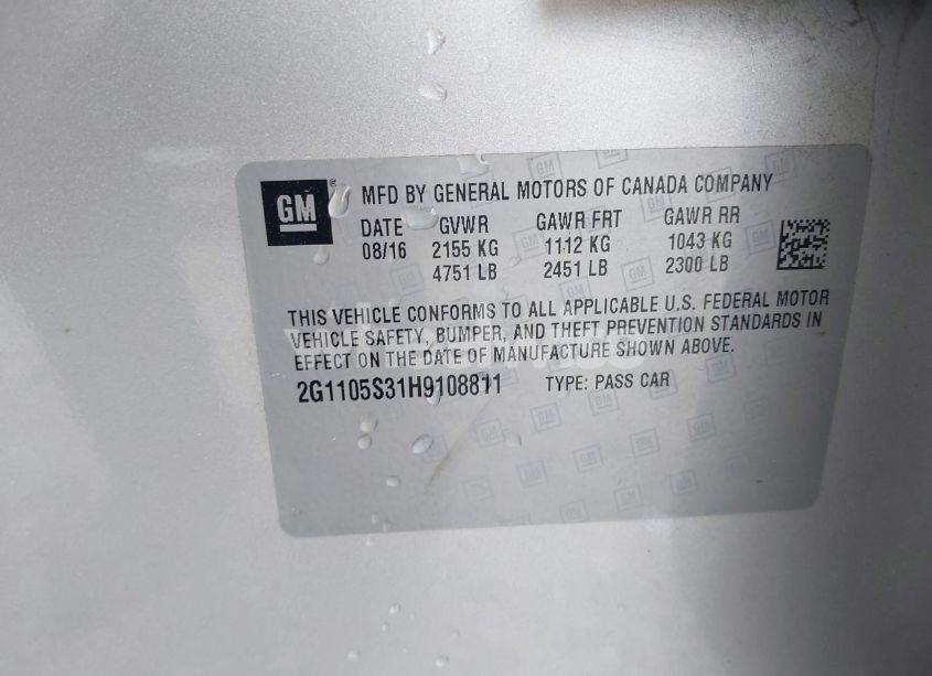 Photo 9 of 2017 Chevrolet Impala 1LT (VIN 2G1105S31H9108811)