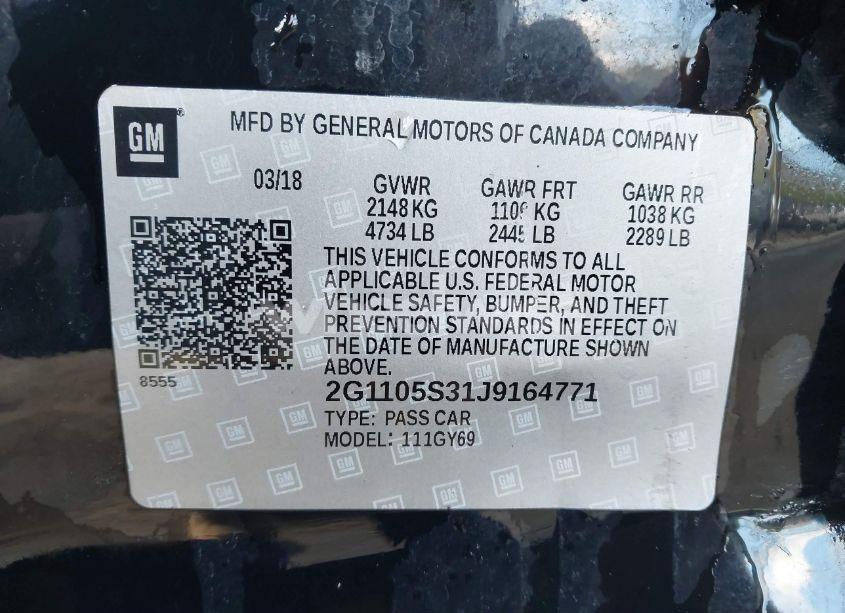 Photo 9 of 2018 Chevrolet Impala 1LT (VIN 2G1105S31J9164771)