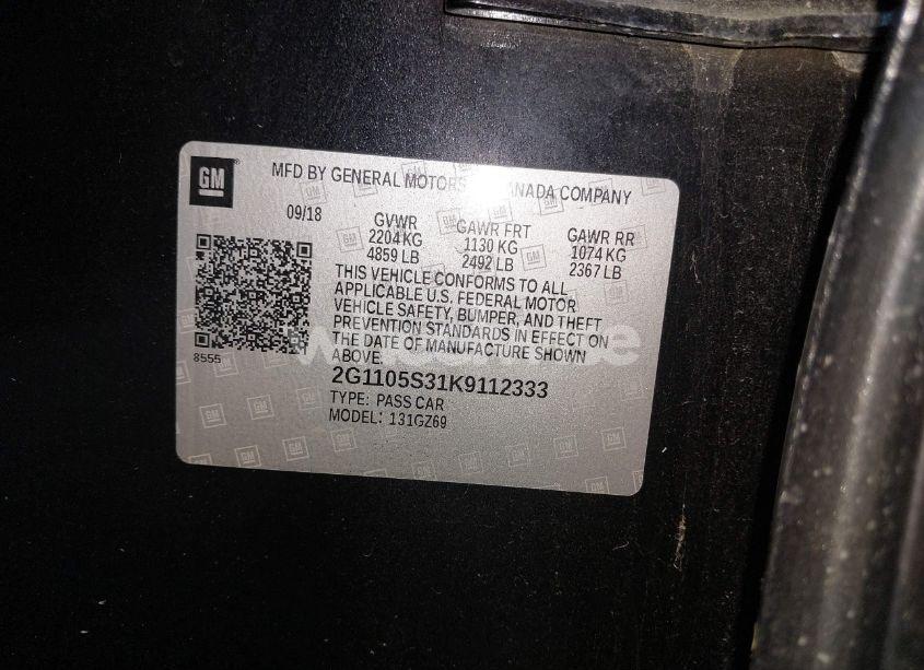 Photo 9 of 2019 Chevrolet Impala PREMIER (VIN 2G1105S31K9112333)