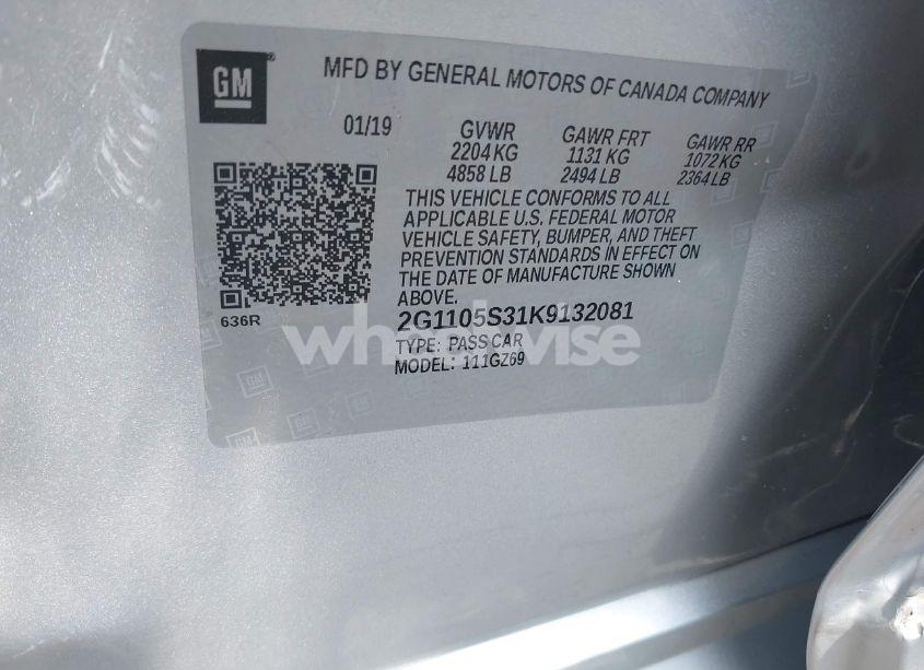 Photo 9 of 2019 Chevrolet Impala PREMIER (VIN 2G1105S31K9132081)