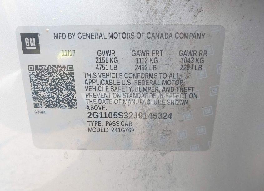 Photo 9 of 2018 Chevrolet Impala 1LT (VIN 2G1105S32J9145324)