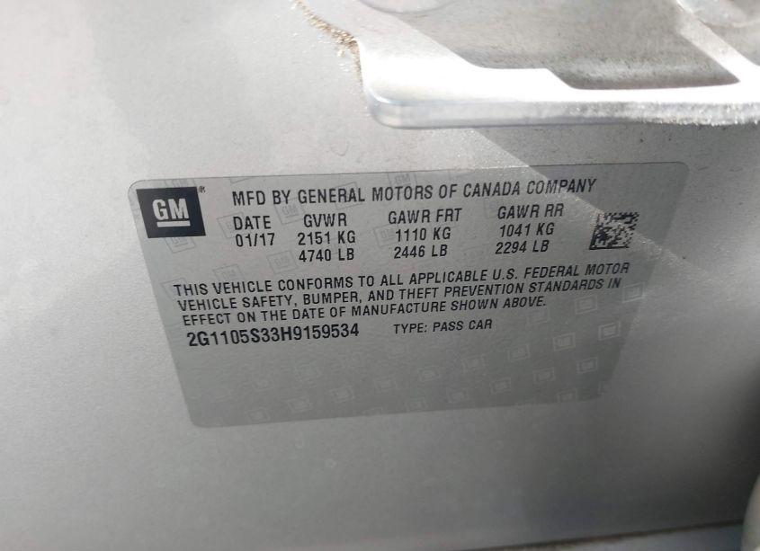 Photo 9 of 2017 Chevrolet Impala 1LT (VIN 2G1105S33H9159534)