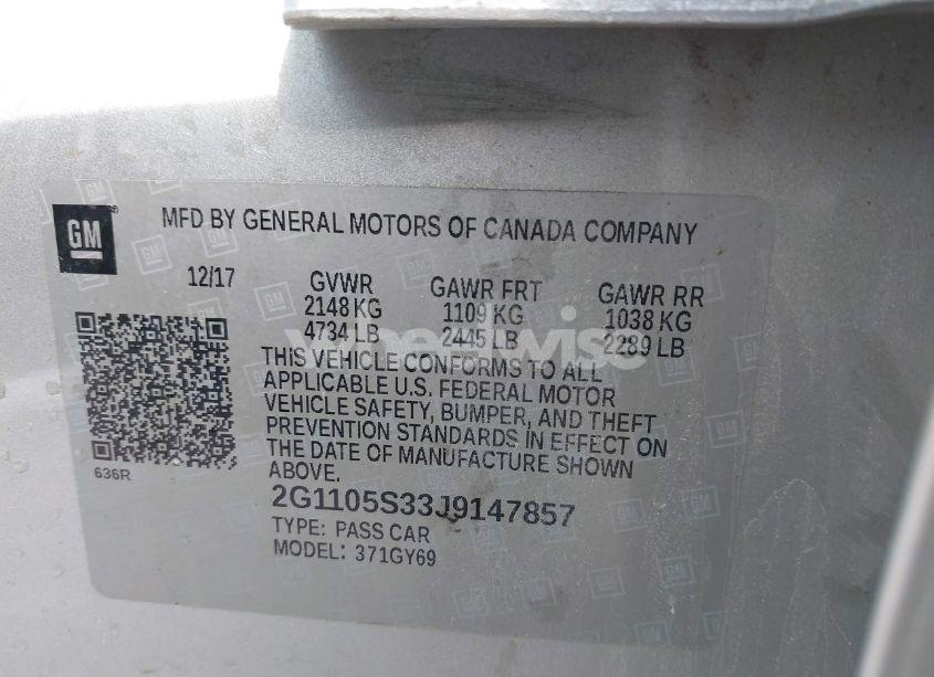 Photo 9 of 2018 Chevrolet Impala 1LT (VIN 2G1105S33J9147857)