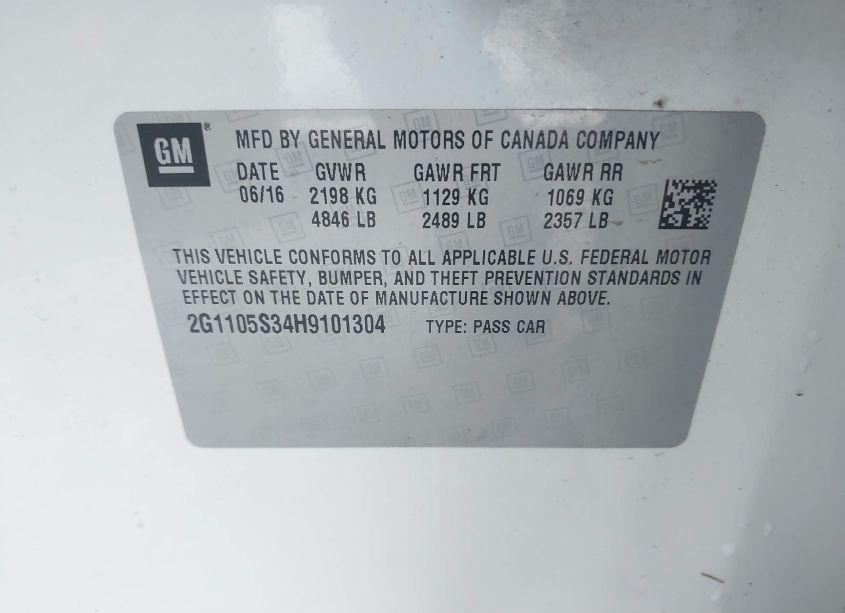 Photo 9 of 2017 Chevrolet Impala 1LT (VIN 2G1105S34H9101304)